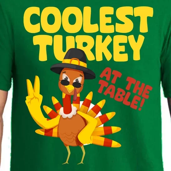 Coolest Turkey At The Table Thanksgiving Funny Pajama Set