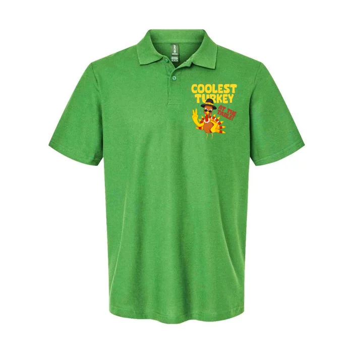 Coolest Turkey At The Table Thanksgiving Funny Softstyle Adult Sport Polo