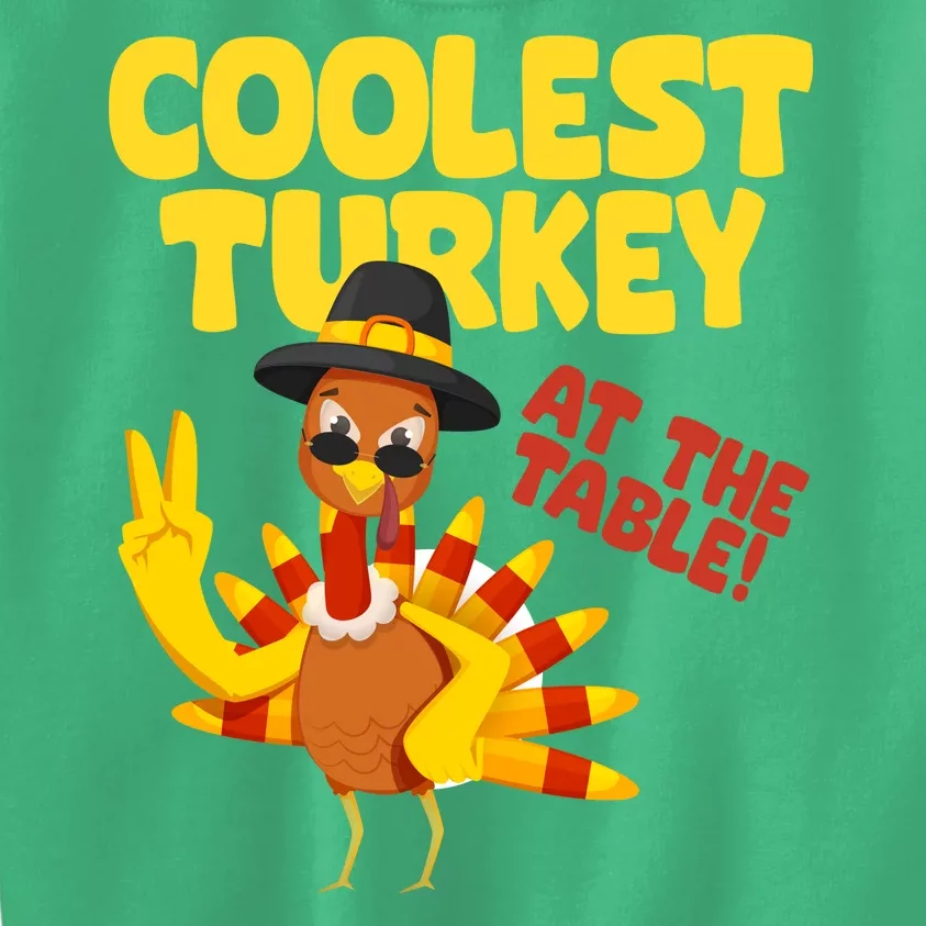 Coolest Turkey At The Table Thanksgiving Funny Kids Sweatshirt