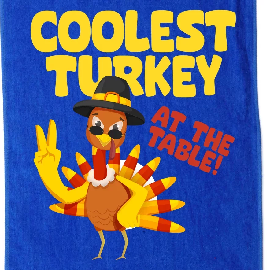 Coolest Turkey At The Table Thanksgiving Funny Platinum Collection Golf Towel