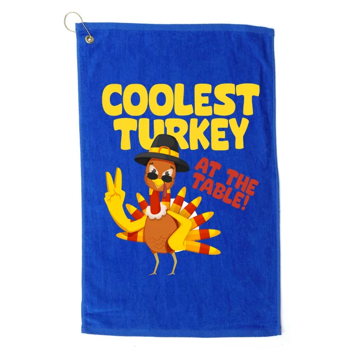 Coolest Turkey At The Table Thanksgiving Funny Platinum Collection Golf Towel