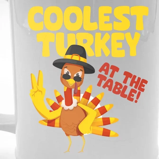 Coolest Turkey At The Table Thanksgiving Funny Front & Back Beer Stein