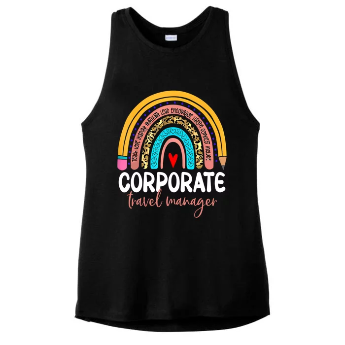 Corporate Travel Ager Rainbow Leopard Travel And Tourism Gift Ladies Tri-Blend Wicking Tank