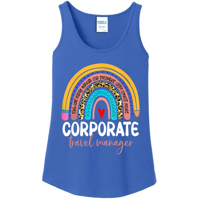 Corporate Travel Ager Rainbow Leopard Travel And Tourism Gift Ladies Essential Tank