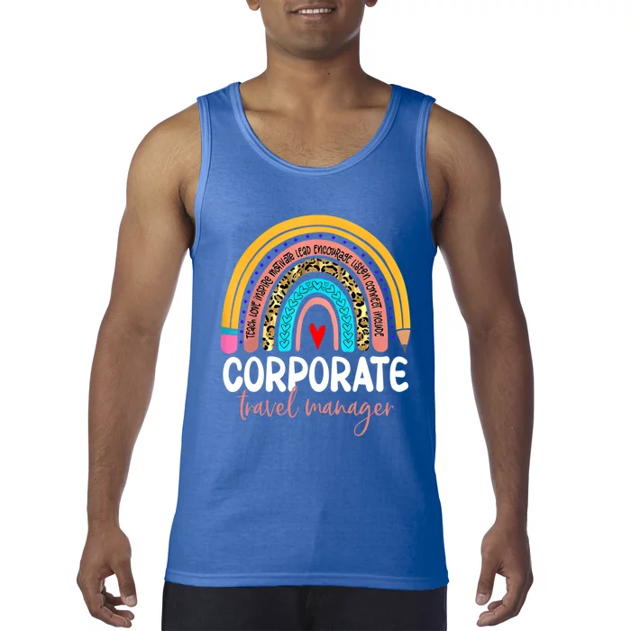 Corporate Travel Ager Rainbow Leopard Travel And Tourism Gift Tank Top