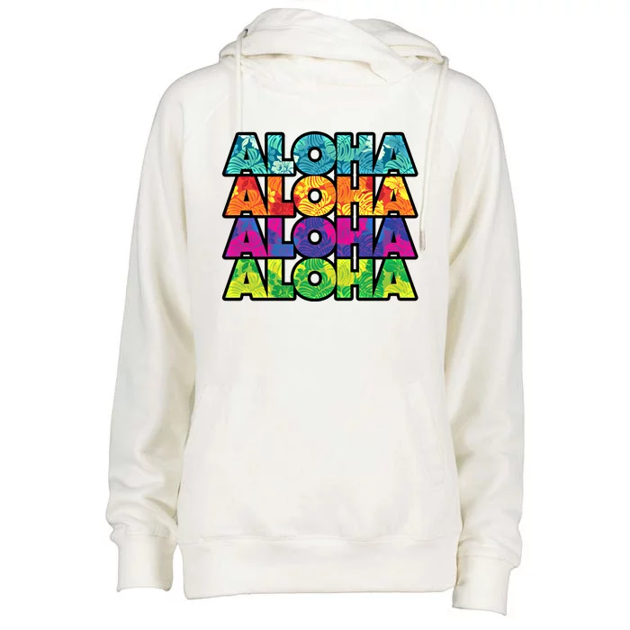 Colorful Tropical Aloha Hawaiian Hawaii Womens Funnel Neck Pullover Hood