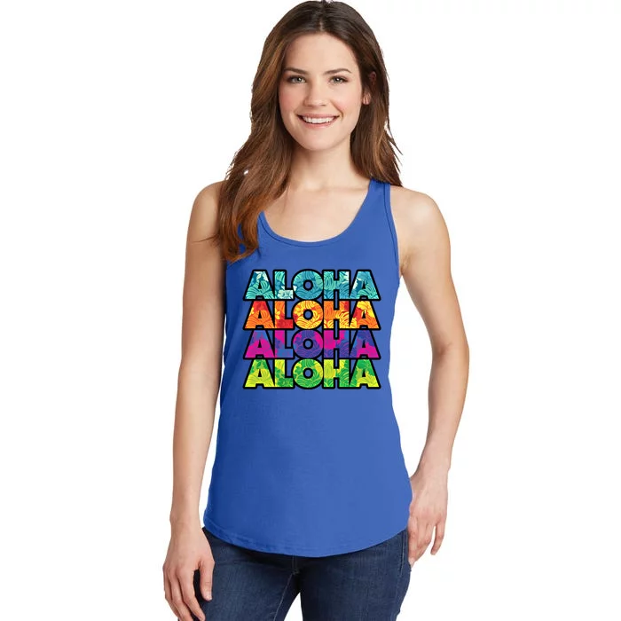 Colorful Tropical Aloha Hawaiian Hawaii Ladies Essential Tank