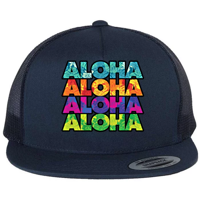 Colorful Tropical Aloha Hawaiian Hawaii Flat Bill Trucker Hat