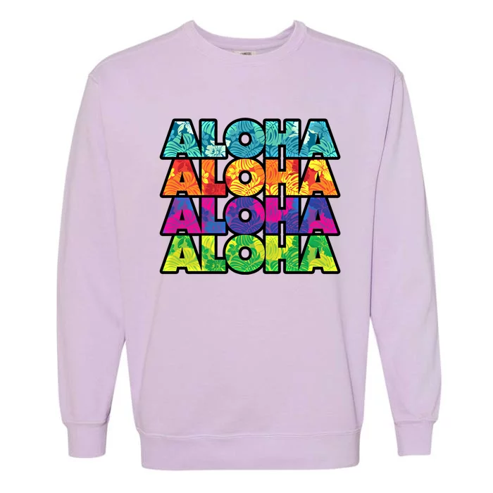 Colorful Tropical Aloha Hawaiian Hawaii Garment-Dyed Sweatshirt