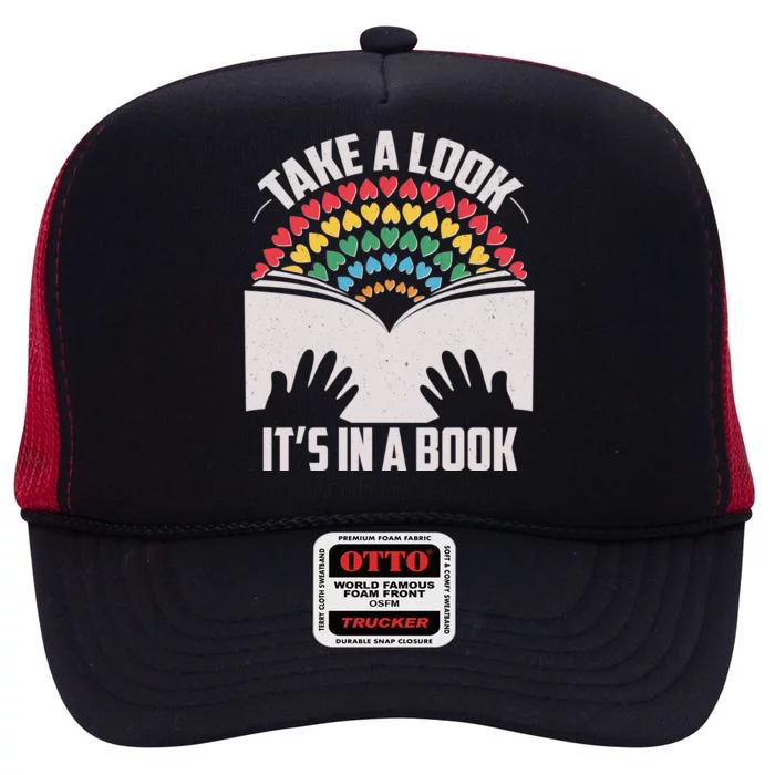 Cute Take A Look It's In A Book High Crown Mesh Trucker Hat