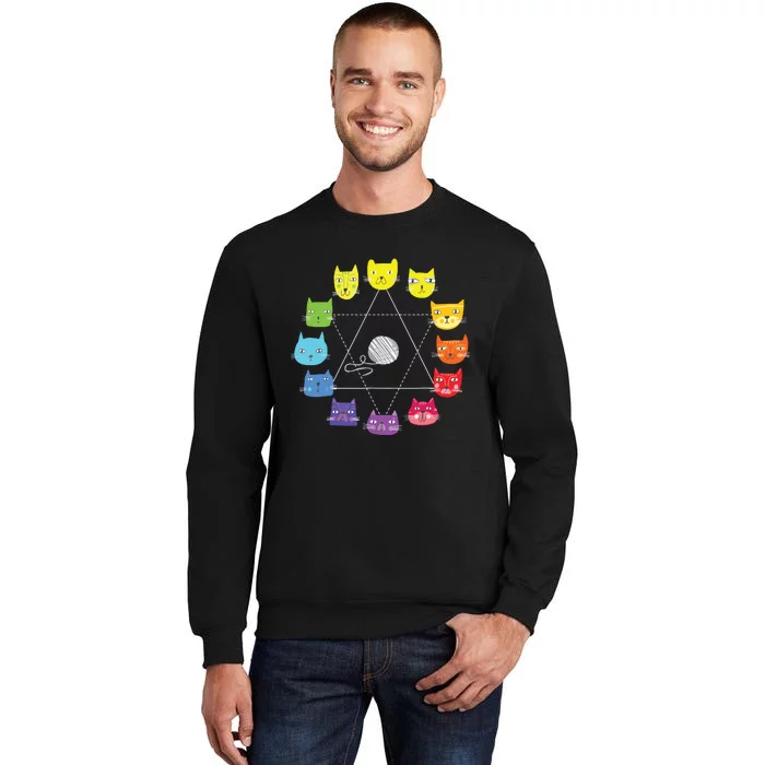 Cat Themed Artist Color Wheel Educational Art Teacher Sweatshirt