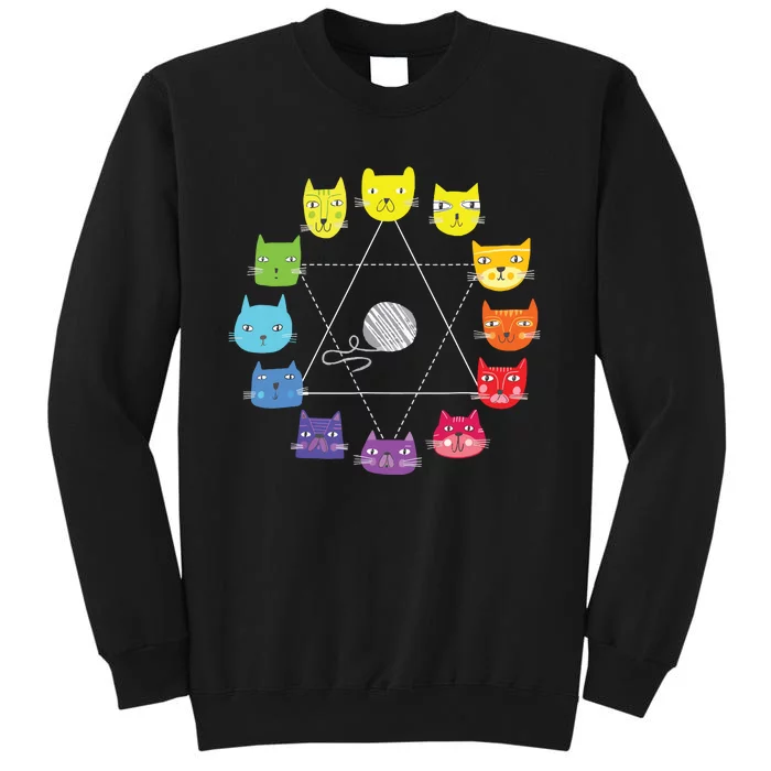 Cat Themed Artist Color Wheel Educational Art Teacher Sweatshirt