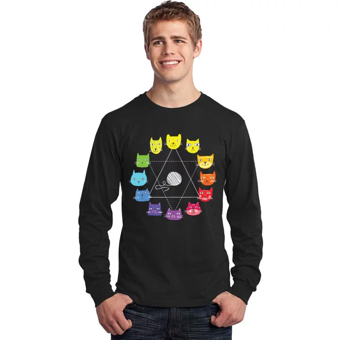 Cat Themed Artist Color Wheel Educational Art Teacher Tall Long Sleeve T-Shirt