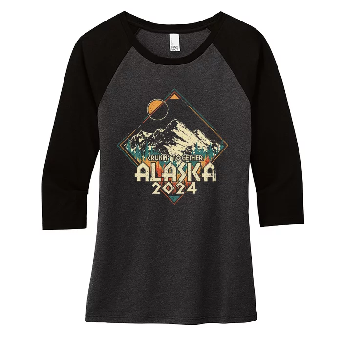 Cruisin Together Alaska 2024 Alaskan Cruise Trip Matching Women's Tri-Blend 3/4-Sleeve Raglan Shirt