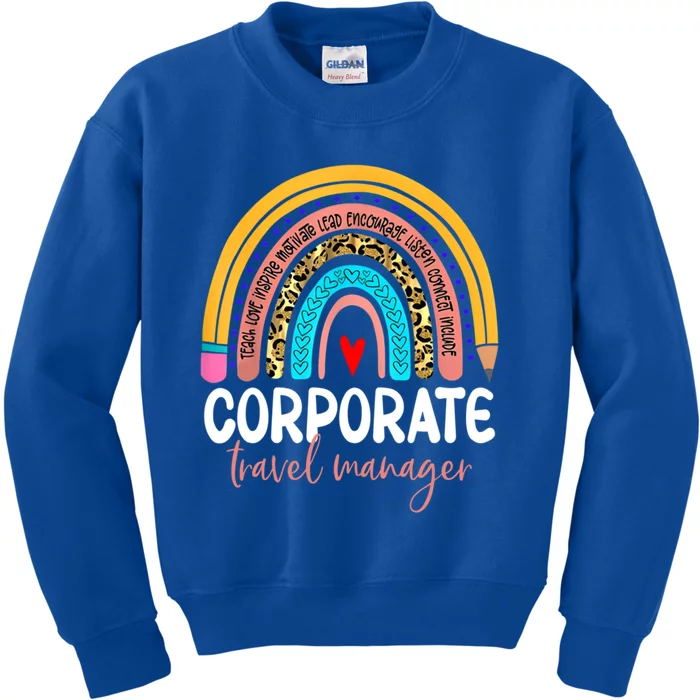 Corporate Travel Ager Rainbow Leopard Travel And Tourism Gift Kids Sweatshirt