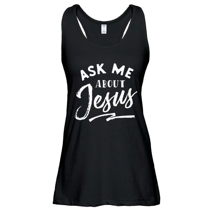 Christian T Ask Me About Jesus Ladies Essential Flowy Tank