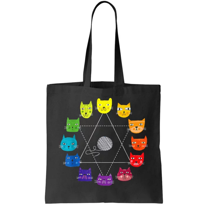 Cat Themed Artist Color Wheel Educational Tote Bag