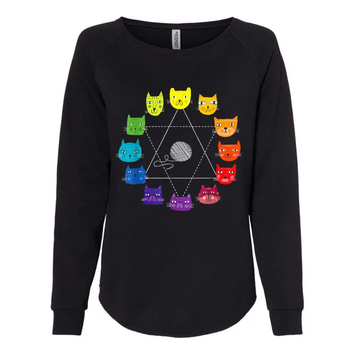 Cat Themed Artist Color Wheel Educational Womens California Wash Sweatshirt