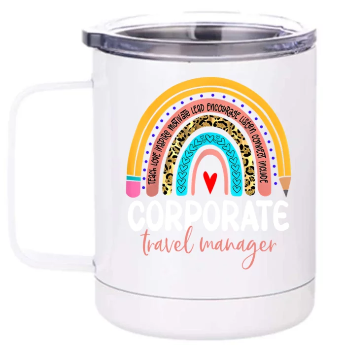 Corporate Travel Ager Rainbow Leopard Travel And Tourism Gift Front & Back 12oz Stainless Steel Tumbler Cup