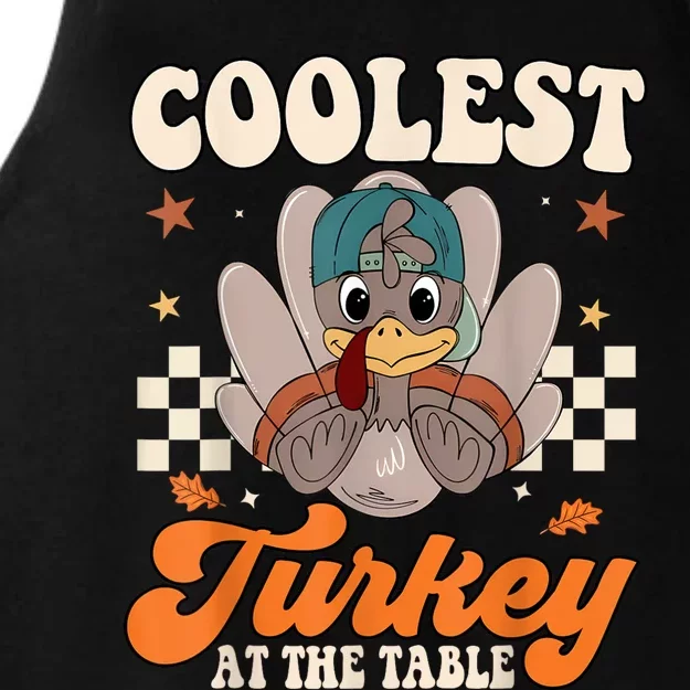 Coolest Turkey At The Table Thanksgiving Kids Ladies Tri-Blend Wicking Tank