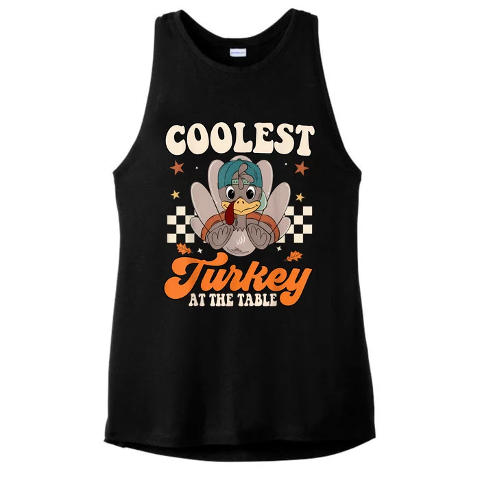 Coolest Turkey At The Table Thanksgiving Kids Ladies Tri-Blend Wicking Tank