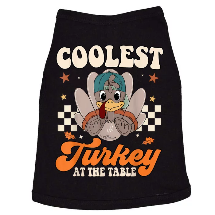 Coolest Turkey At The Table Thanksgiving Kids Doggie Tank