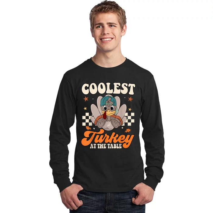 Coolest Turkey At The Table Thanksgiving Kids Tall Long Sleeve T-Shirt