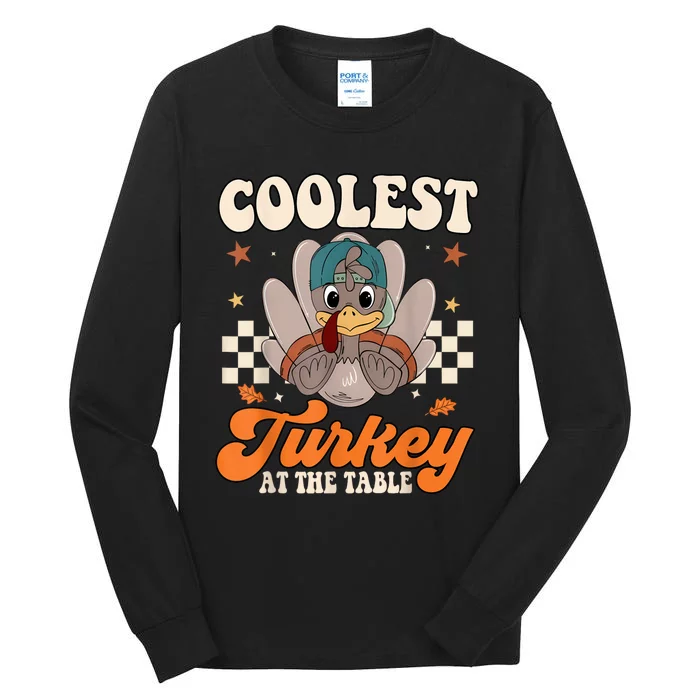 Coolest Turkey At The Table Thanksgiving Kids Tall Long Sleeve T-Shirt