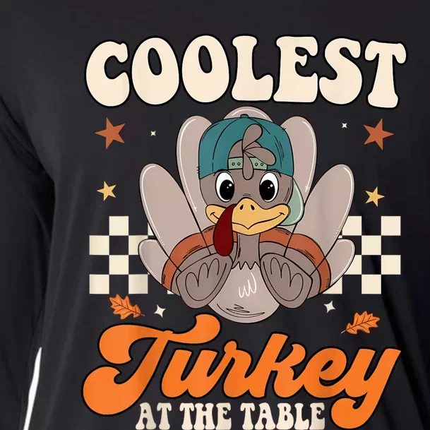 Coolest Turkey At The Table Thanksgiving Kids Cooling Performance Long Sleeve Crew