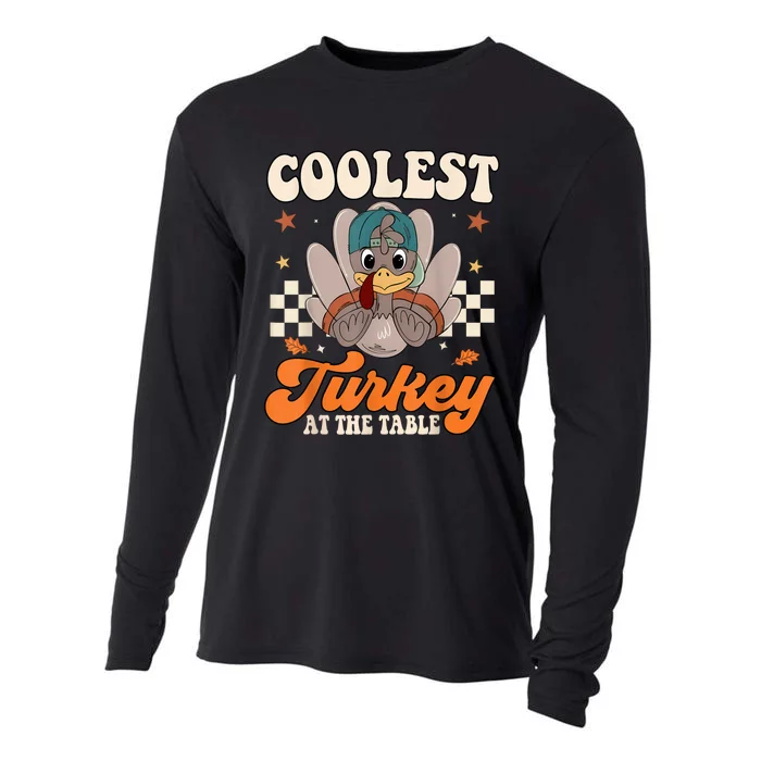 Coolest Turkey At The Table Thanksgiving Kids Cooling Performance Long Sleeve Crew