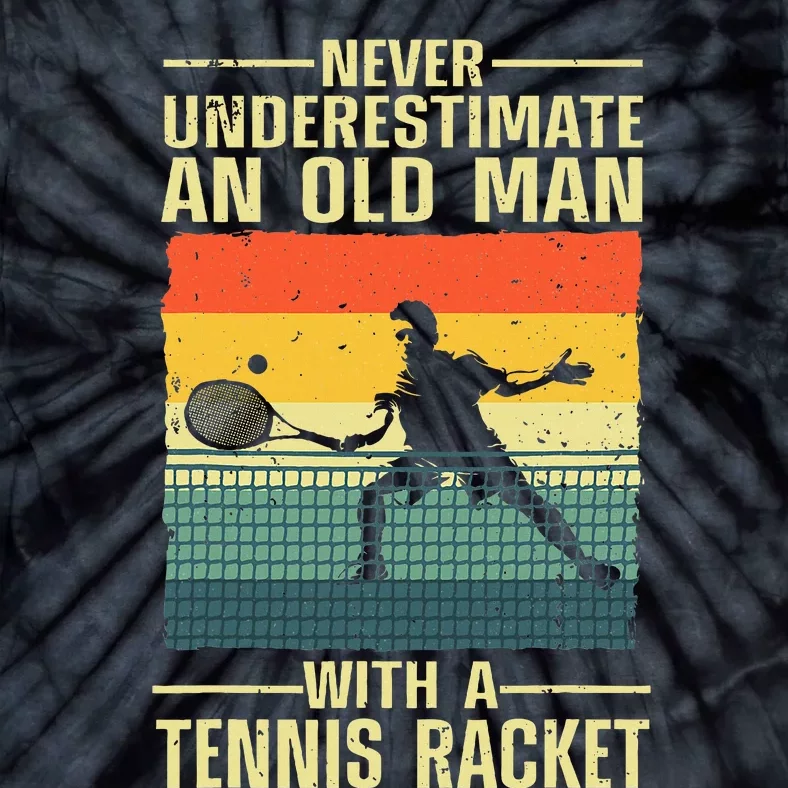 Cool Tennis Art For Grandpa Tennis Player Racket Sport Tie-Dye T-Shirt