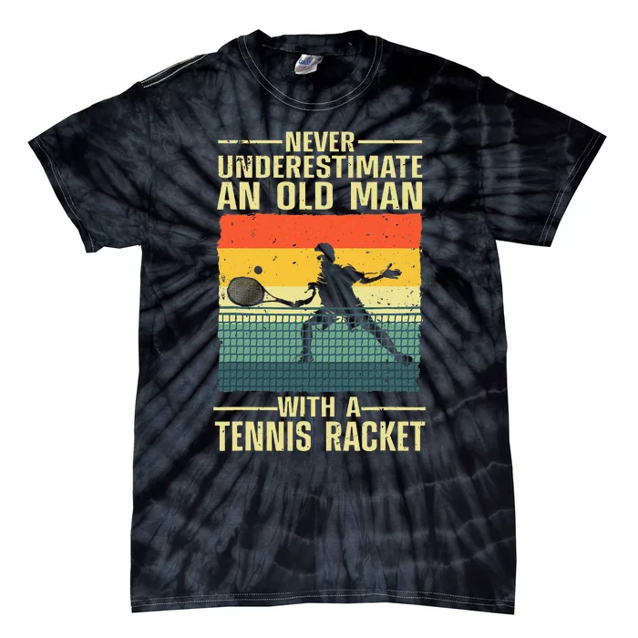 Cool Tennis Art For Grandpa Tennis Player Racket Sport Tie-Dye T-Shirt