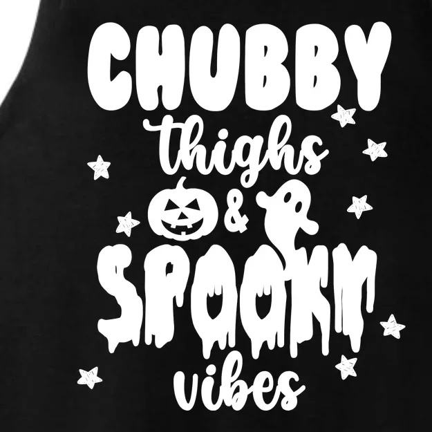 Chubby Thighs And Spooky Vibes Cute Halloween Ladies Tri-Blend Wicking Tank