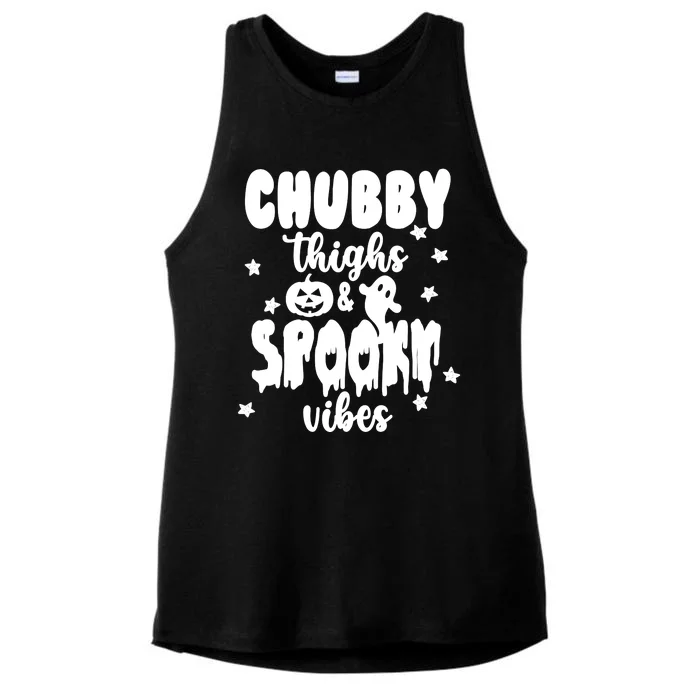 Chubby Thighs And Spooky Vibes Cute Halloween Ladies Tri-Blend Wicking Tank