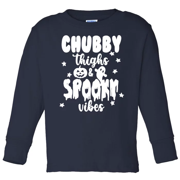 Chubby Thighs And Spooky Vibes Cute Halloween Toddler Long Sleeve Shirt