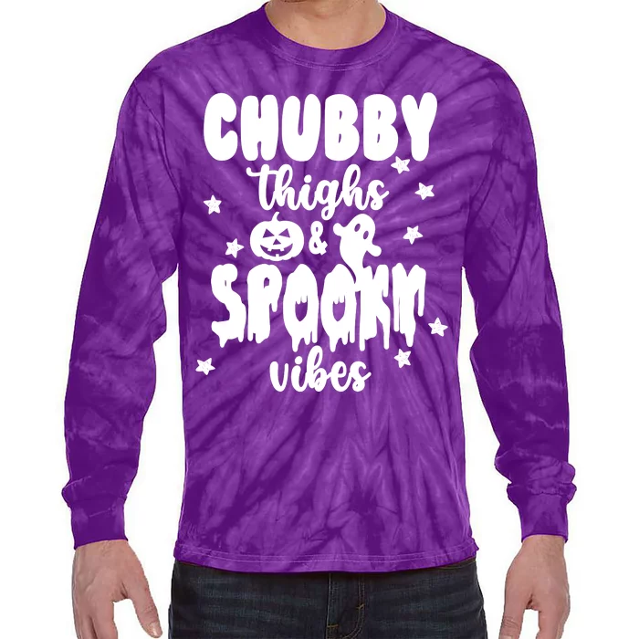 Chubby Thighs And Spooky Vibes Cute Halloween Tie-Dye Long Sleeve Shirt