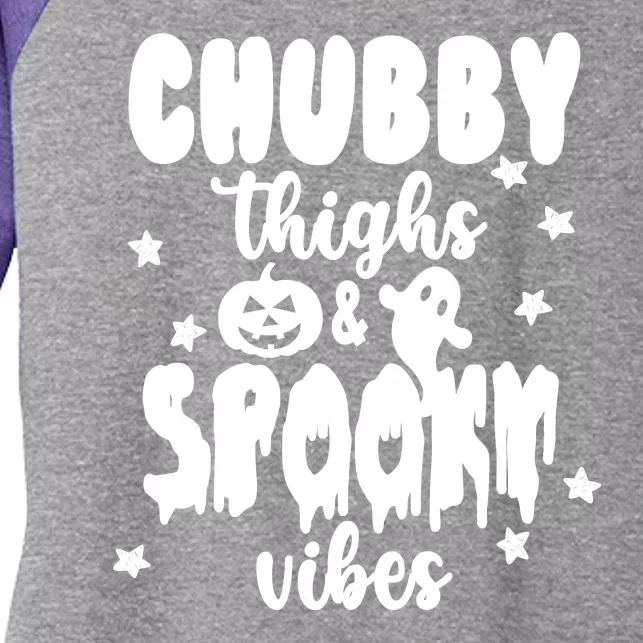 Chubby Thighs And Spooky Vibes Cute Halloween Women's Tri-Blend 3/4-Sleeve Raglan Shirt