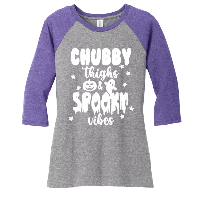 Chubby Thighs And Spooky Vibes Cute Halloween Women's Tri-Blend 3/4-Sleeve Raglan Shirt