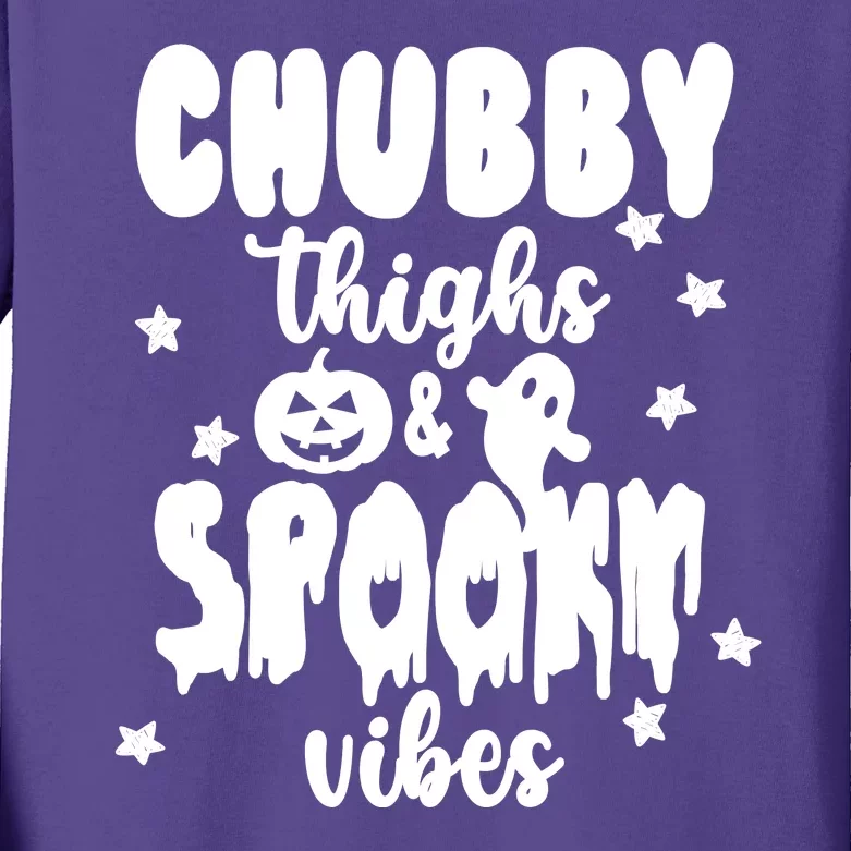 Chubby Thighs And Spooky Vibes Cute Halloween Kids Long Sleeve Shirt