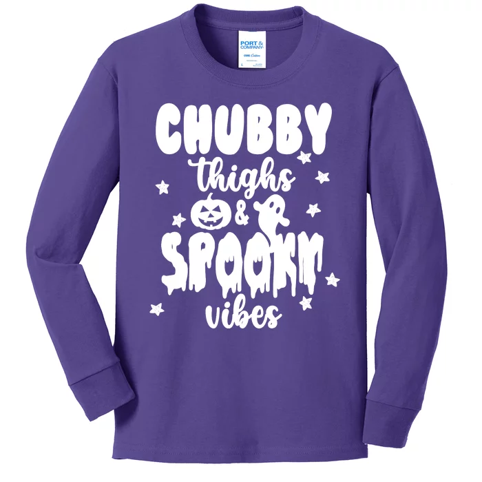 Chubby Thighs And Spooky Vibes Cute Halloween Kids Long Sleeve Shirt