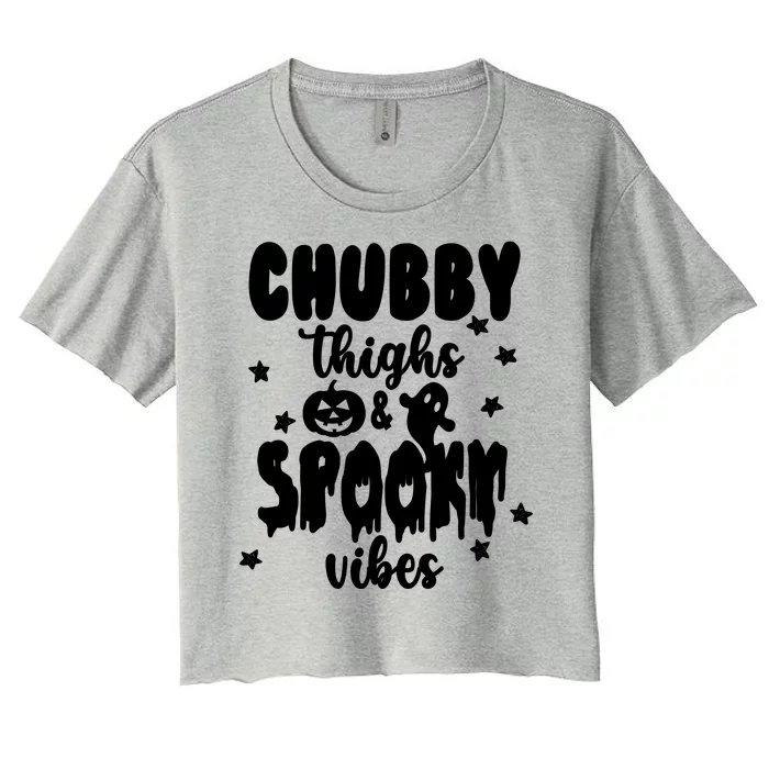 Chubby Thighs And Spooky Vibes Cute Halloween Women's Crop Top Tee