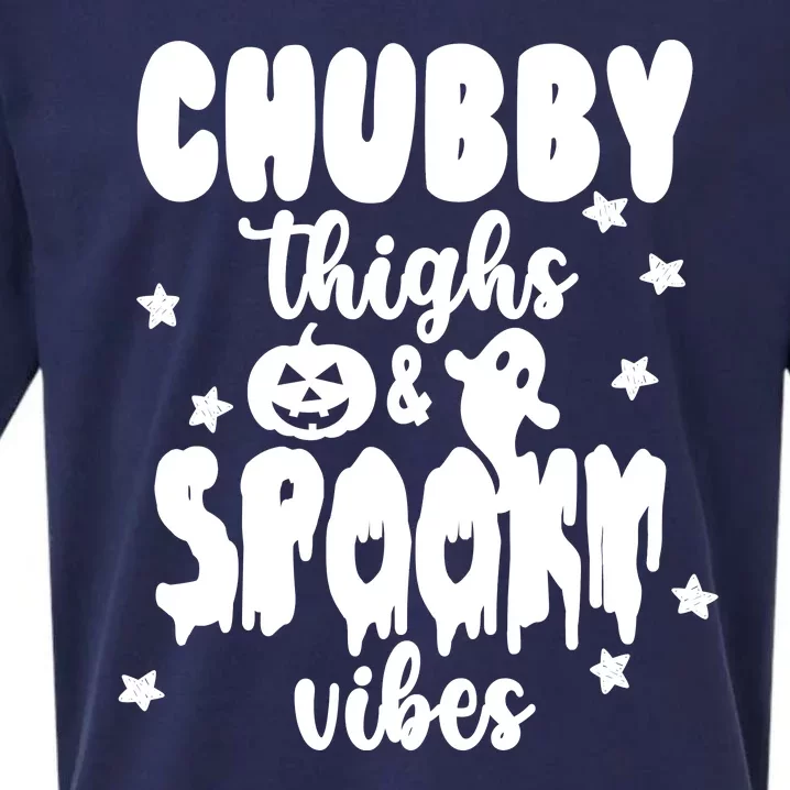 Chubby Thighs And Spooky Vibes Cute Halloween Sueded Cloud Jersey T-Shirt