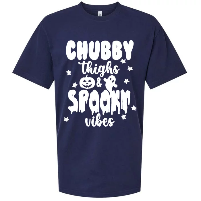 Chubby Thighs And Spooky Vibes Cute Halloween Sueded Cloud Jersey T-Shirt