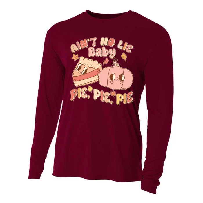 Cute Thanksgiving Aint No Lie Baby Pie Pie Pie Retro Cartoon Pumpkin Pie Cooling Performance Long Sleeve Crew