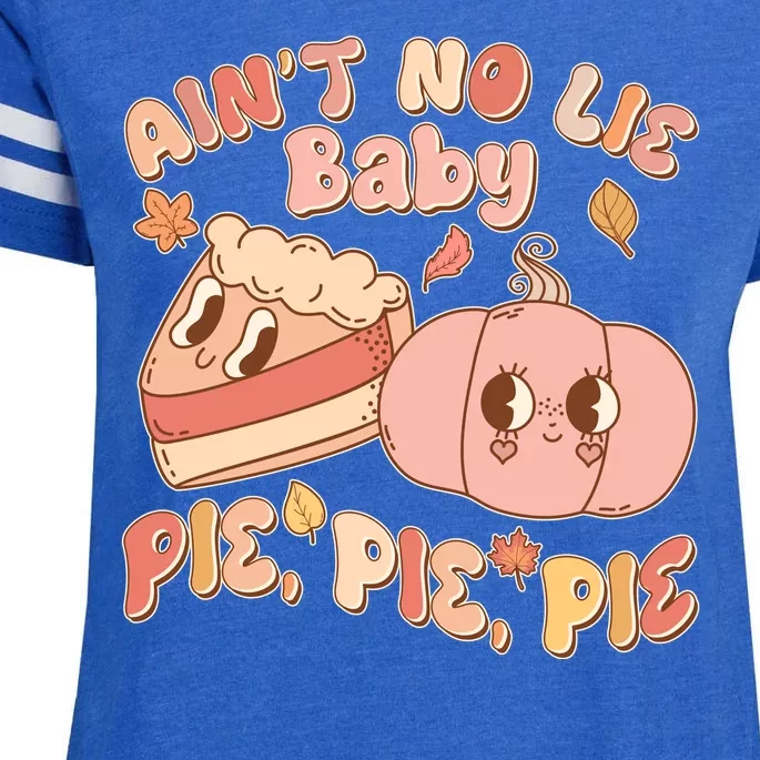 Cute Thanksgiving Aint No Lie Baby Pie Pie Pie Retro Cartoon Pumpkin Pie Enza Ladies Jersey Football T-Shirt