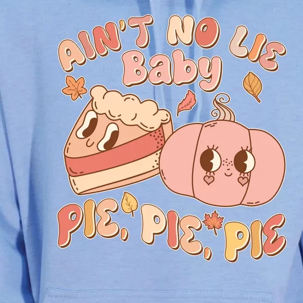 Cute Thanksgiving Aint No Lie Baby Pie Pie Pie Retro Cartoon Pumpkin Pie Unisex Surf Hoodie