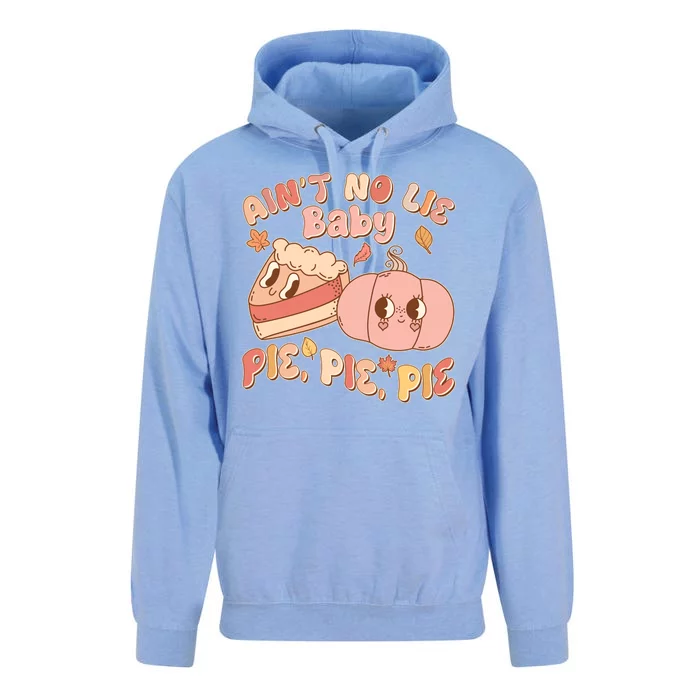 Cute Thanksgiving Aint No Lie Baby Pie Pie Pie Retro Cartoon Pumpkin Pie Unisex Surf Hoodie