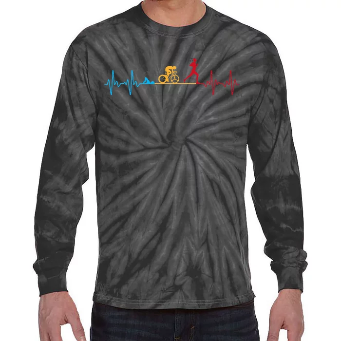 Cool Triathlon Art Triathlete Endurance Sport Tie-Dye Long Sleeve Shirt