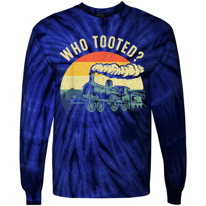 Cute Train Art Train Collector Train Lover Tie-Dye Long Sleeve Shirt