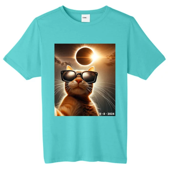 Cat Taking A Selfie With Solar 2024 Eclipse Wearing Glasses ChromaSoft Performance T-Shirt